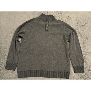 Refectory Sweater Mens XXL 2XL Gray Wool Blend Button Henley Collar Long Sleeve